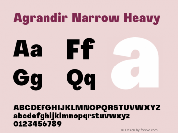 Agrandir-NarrowHeavy Version 1.000 Font Sample
