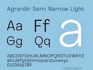 Agrandir-SemiNarrowLight Version 1.000 Font Sample
