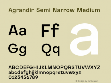 Agrandir-SemiNarrowMedium Version 1.000 Font Sample
