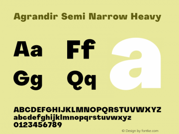 Agrandir-SemiNarrowHeavy Version 1.000 Font Sample