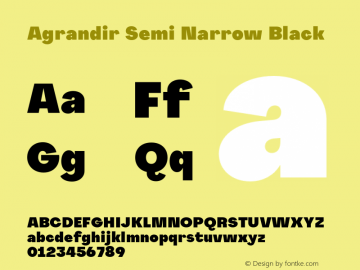 Agrandir-SemiNarrowBlack Version 1.000 Font Sample