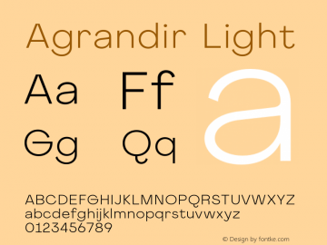 Agrandir-Light Version 1.000 Font Sample