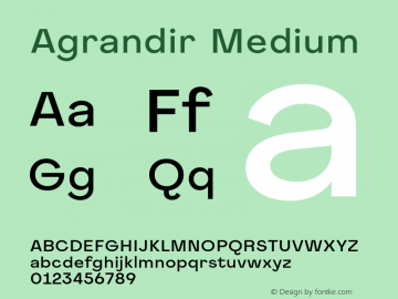 Agrandir-Medium Version 1.000 Font Sample