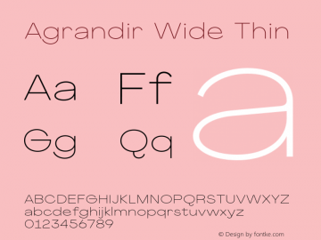 Agrandir-WideThin Version 1.000 Font Sample