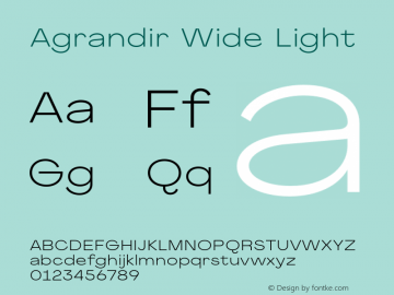 Agrandir-WideLight Version 1.000 Font Sample