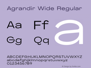 Agrandir-WideRegular Version 1.000 Font Sample