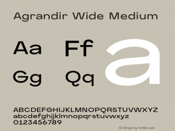 Agrandir-WideMedium Version 1.000 Font Sample