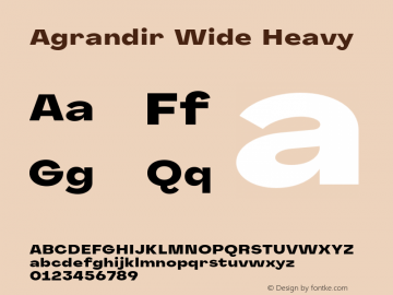Agrandir-WideHeavy Version 1.000 Font Sample