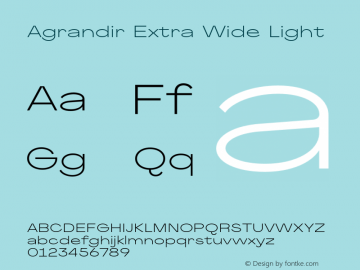 Agrandir-ExtraWideLight Version 1.000 Font Sample