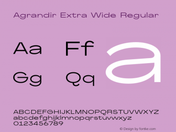 Agrandir-ExtraWideRegular Version 1.000 Font Sample