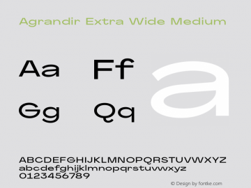 Agrandir-ExtraWideMedium Version 1.000 Font Sample