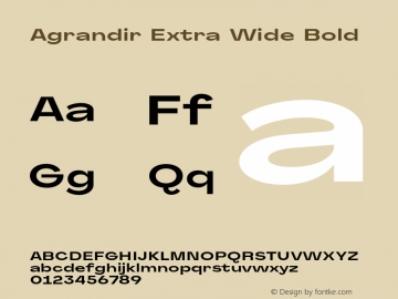 Agrandir-ExtraWideBold Version 1.000 Font Sample