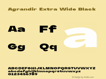 Agrandir-ExtraWideBlack Version 1.000 Font Sample