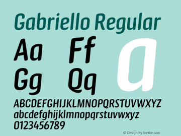 Gabriello Version 1.001;September 17, 2018; Font Sample