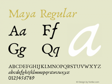 Maya Regular Version 4.14 Font Sample