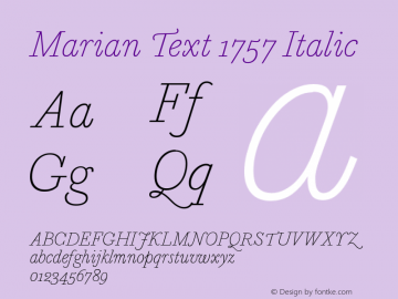 MarianText1757-Italic Version 1.1 2014图片样张