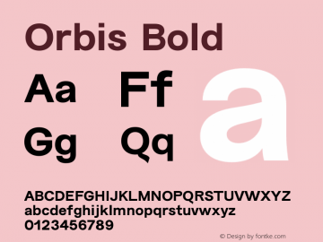 Orbis Bold Version 1.00;September 3, 2018;FontCreator 11.5.0.2421 64-bit Font Sample