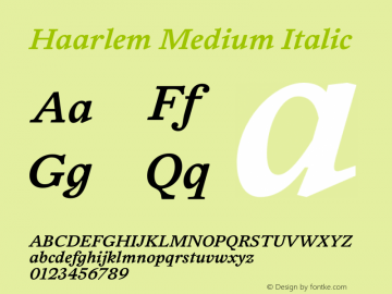 Haarlem Medium Italic Version 1.001;March 25, 2018;图片样张