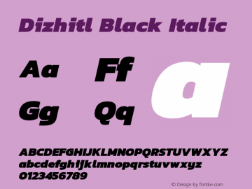 Dizhitl Black Italic Version 1.002 Font Sample