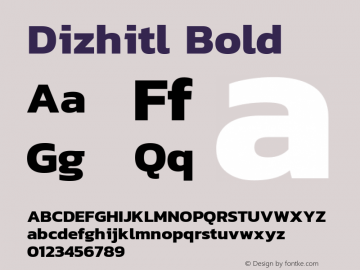 Dizhitl Bold Version 1.002 Font Sample