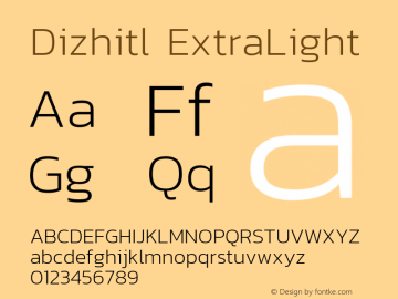 Dizhitl ExtraLight Version 1.002 Font Sample