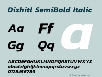 Dizhitl SemiBold Italic Version 1.002 Font Sample