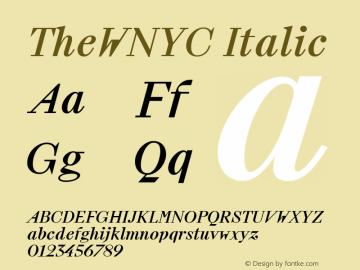 TheWNYC Italic Version 2.003;March 3, 2017; Font Sample