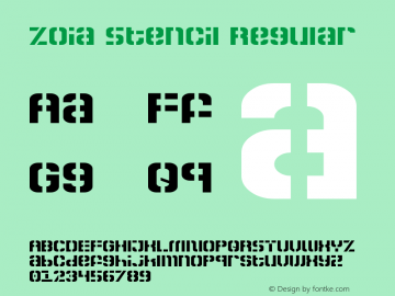 Zoia Stencil Regular Version 1.0 Font Sample