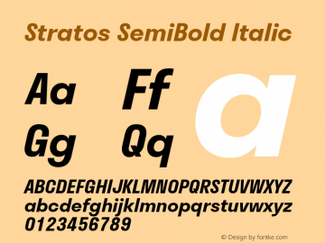 Stratos SemiBold Italic Version 1.004;PS 1.4;hotconv 1.0.88;makeotf.lib2.5.647800 Font Sample