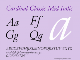 Cardinal Class Mid Italic Version 1.002;PS 1.2;hotconv 1.0.88;makeotf.lib2.5.647800 Font Sample