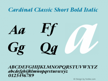 Cardinal Class Short Bold Italic Version 1.002;PS 1.2;hotconv 1.0.88;makeotf.lib2.5.647800; ttfautohint (v1.3.34-f4db) Font Sample