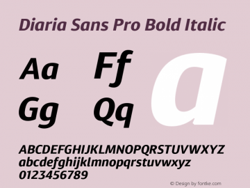 DiariaSansPro-BoldItalic Version 001.000;com.myfonts.easy.konstantynov.diaria-sans-pro.bold-italic.wfkit2.version.4yaL Font Sample