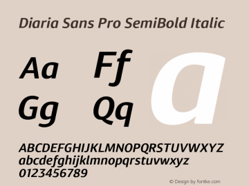DiariaSansPro-SemiBoldItalic Version 001.000;com.myfonts.easy.konstantynov.diaria-sans-pro.semi-bold-italic.wfkit2.version.4yaC Font Sample