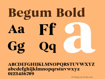Begum-Bold Version 1.000 Font Sample