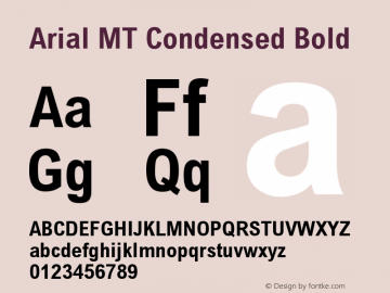 Arial MT Condensed Bold Version 1.00 - May 2000 Font Sample