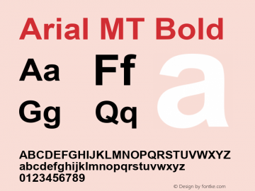 Arial MT Bold Version 2.76 Font Sample