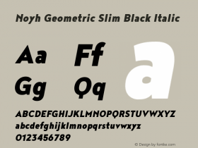 NoyhGeometricSlim-BlackItalic Version 1.000 Font Sample