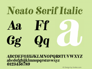 NeatoSerif-Italic Version 1.000;PS 001.000;hotconv 1.0.88;makeotf.lib2.5.64775 Font Sample