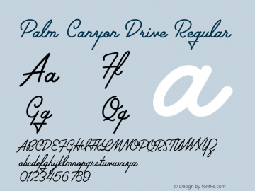 Palm Canyon Drive Version 1.000;PS 001.000;hotconv 1.0.70;makeotf.lib2.5.58329 Font Sample