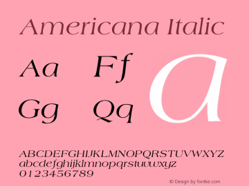 Americana Italic Version 1.00 Font Sample