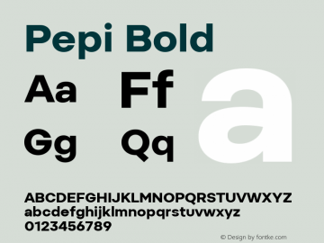 Pepi Bold Bold Version 1.000 Font Sample