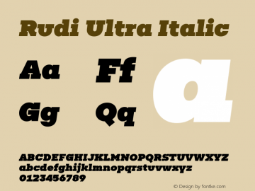 Rudi Ultra Italic Version 1.000 Font Sample