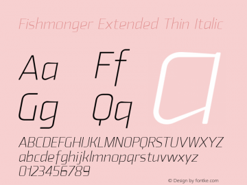 Fishmonger ET Italic Version 2.000 Font Sample