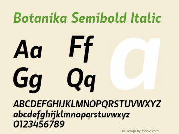 Botanika SemiBold Italic Version 2.000 Font Sample