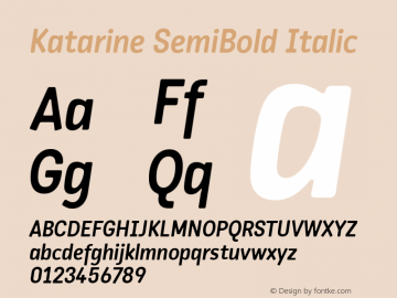 Katarine SemiBold Italic Version 2.000图片样张