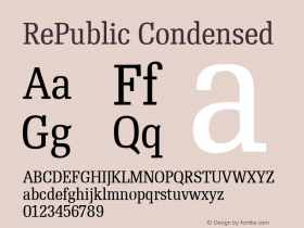 RePublic Cond Version 2.000 Font Sample