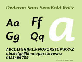 Dederon Sans SemiBold Italic Version 2.000 Font Sample