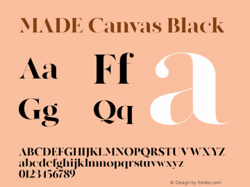 MADECanvas-Black Version 1.000 PERSONAL USE Font Sample