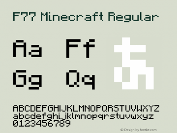 F77 Minecraft Regular Version 1.0 Font Sample