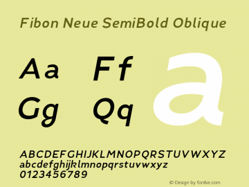 FibonNeue-SemiBoldOblique Version 1.0 Font Sample